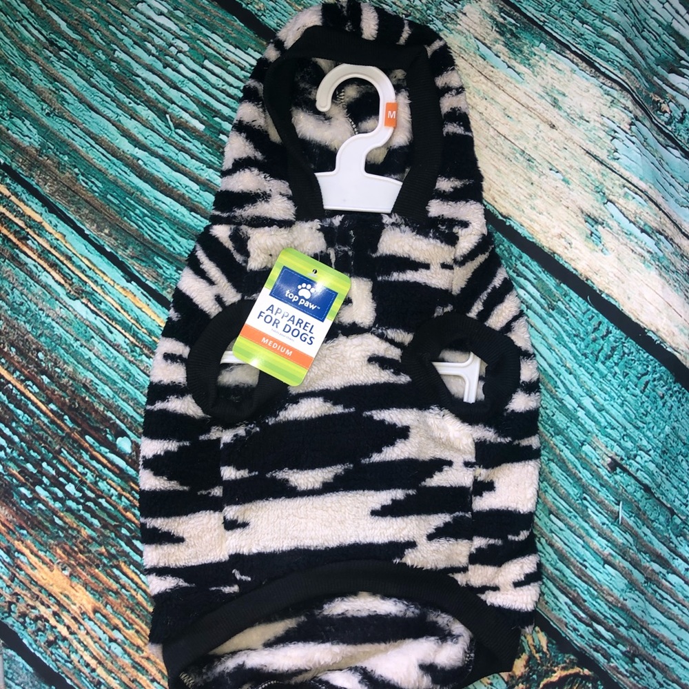 Dogs Zebra Print Fleece Hoodie In Various Sizes